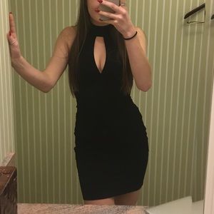 Le Chateau black mini dress with keyhole cutout